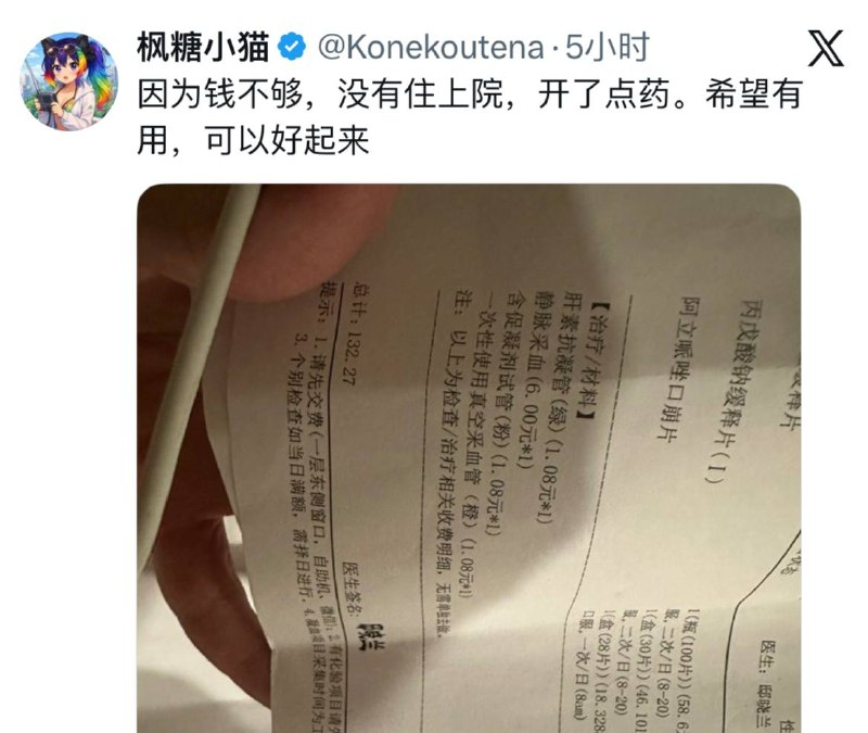 曾滞日的啃老粉蛆（成年后要了父母80万腊币还整天说父母虐待）枫糖小猫屡次指责日本医疗后在中国没钱住不上院