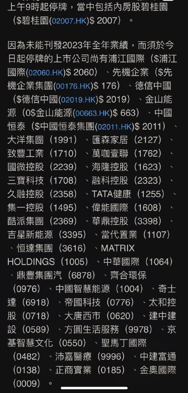 未能公布業績 港股至少40間公司今早停牌！