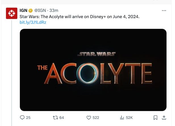 下一部星战电视剧将于今年6月4日上映 👍