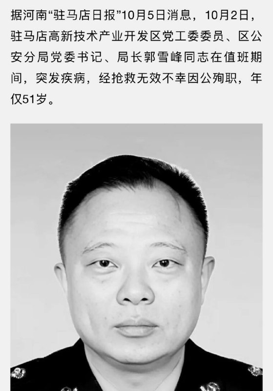 驻马店黑皮局长匪庆第二天抓人累死了