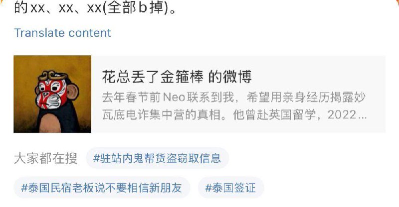 花总采访从缅甸电诈园区逃出的Neo的访谈摘要