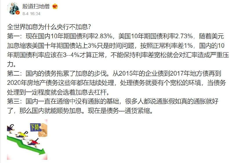 经济蒸蒸日上，美国缩表，其他国家都在跟着缩表，而你国的实际情况已经不允许缩表了