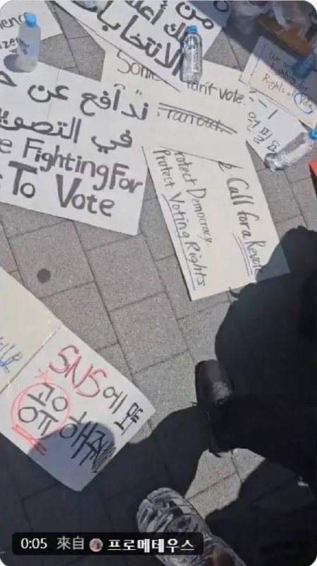 韩国民众用各种语言表达捍卫公民投票权的决心以引起外界关注
