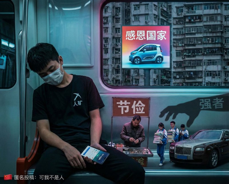 我会用华为手机我会开新能源汽车我会感恩国家我会死命地工作我会住鸽子笼我会给彩礼我会不分场合地节俭我会做题，做很多题我会停止娱乐我会攀附强者因为我是中国人可我不是人😎 匿名投稿