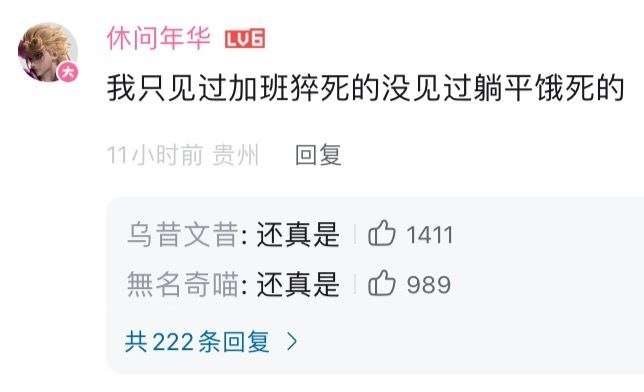关于 #躺平 ，在墙内看到最神的一条评论👆