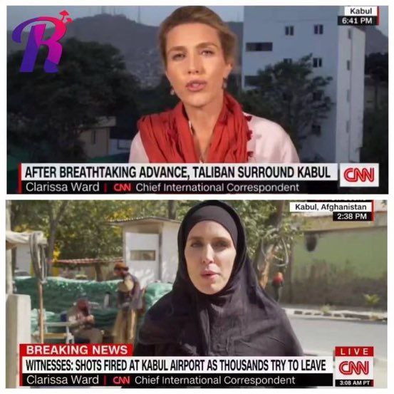 CNN驻喀布尔记者，上图昨天，下图今天